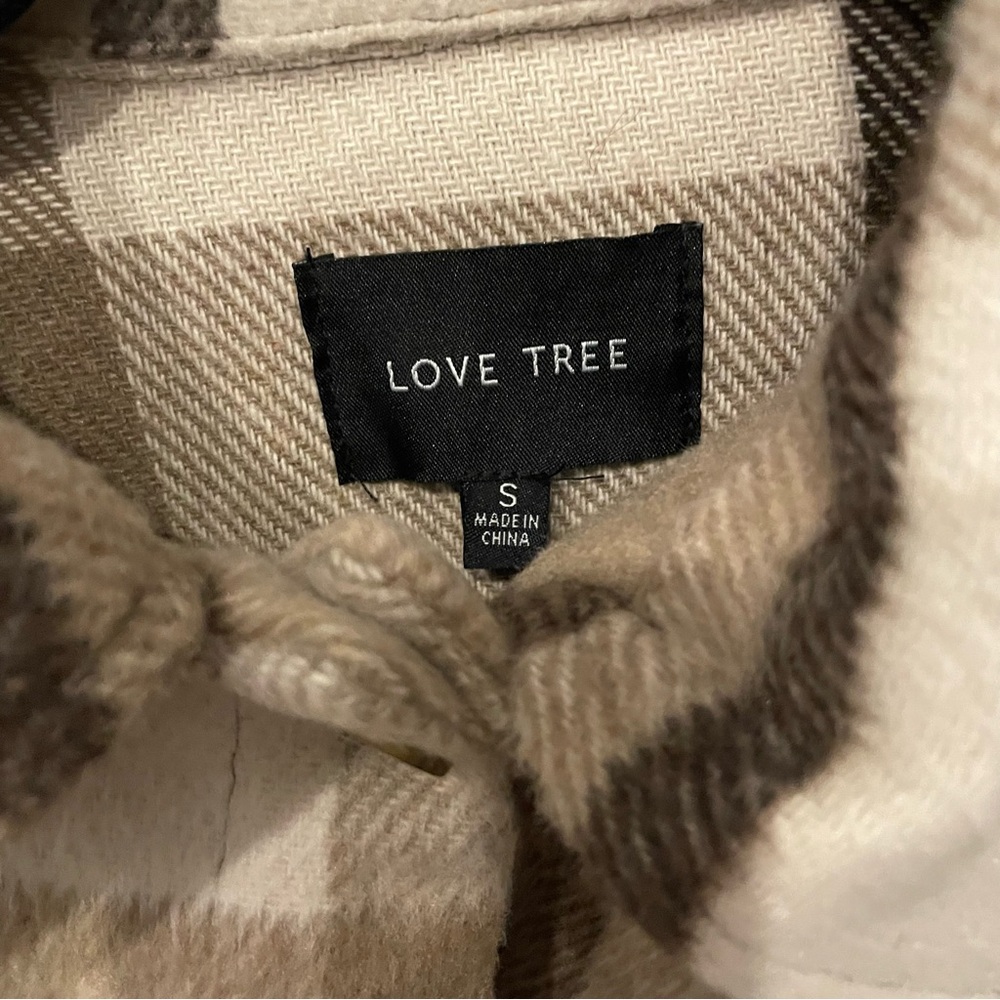 Love Tree Cream Plaid Shacket Jacket Size S - Picture 10 of 11